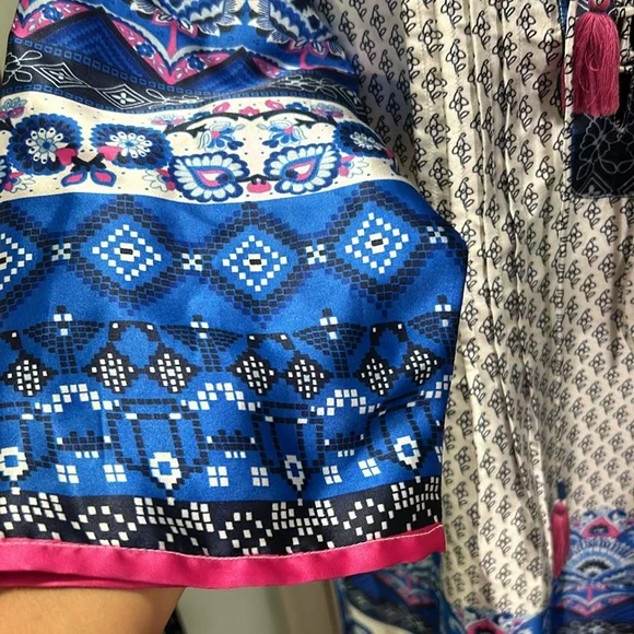 Soft Surroundings Blue and Pink Patterned Blouse - Picture 3 of 7